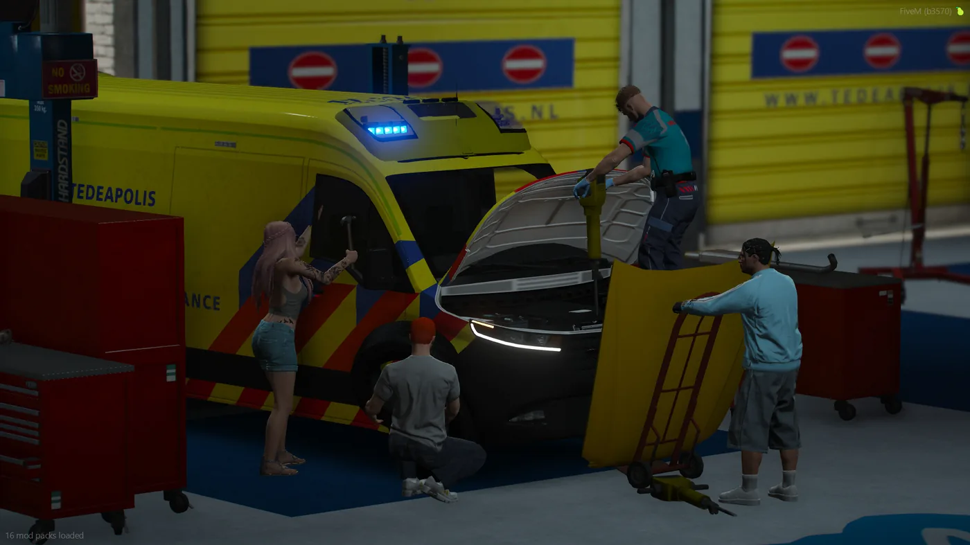 Ambulance in garage